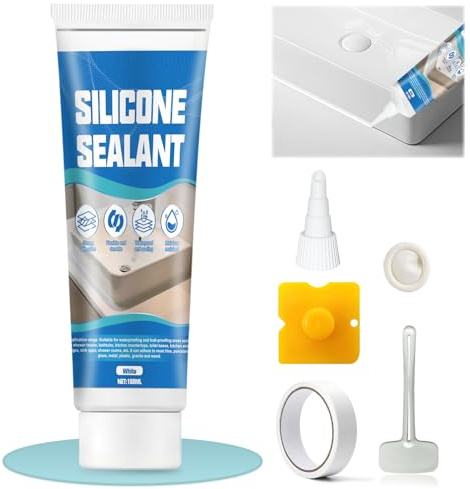 Silicone Bianco, Silicone Doccia, Impermeabile e Resistente, 150ML
