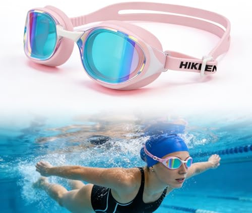BOOSTEADY Schwimmbrille für Erwachsene mit Antibeschlag, 3D-Dichtung & UV-Schutz für Herren und Damen, Schwarz/Weiß/Rosa/Blau - Polarisierte Gläser/Klare Gläser