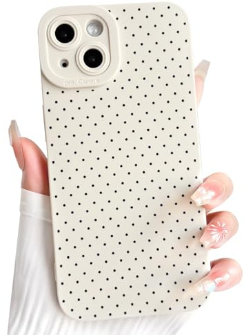 NITITOP für iPhone 13 Mini Hülle Süßes Polka Dot Muster, Weiß | Ästhetisch Kleines Punkte Design, für Frauen Mädchen, Weiches Silikon, mit Vollem Kameraschutz, Stoßfest Handyhülle