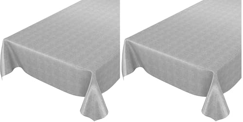 ANRO Wachstuchtischdecke Wachstuch Wachstischdecke Tischdecke Wachstuchdecke Grau Leinenoptik 100x140cm (Packung mit 2)