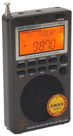 Fafeims Récepteur Pleine Bande, Radio Numérique DSP avec Bandes SSB LSB CB AIR, Récepteur Portable à Mémoire de 1000 Canaux pour Radioamateur et de L'aviation