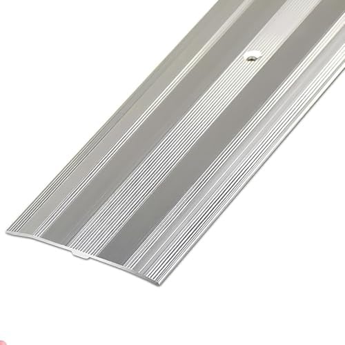 Aluminium Übergangsprofil 60mm mit Lochung Flaches Abschlussprofil für Fliesenfugen Türschwelle & Teppichkante Rutschfest Wasserdicht Druckfest für Hotel/Büro Freizeit(Silber,Länge: 2 Pack 90cm)