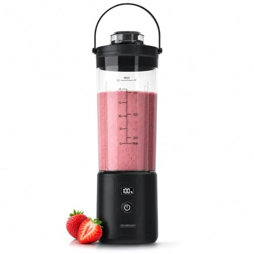 Arendo - Tragbarer Mixer Blender Smoothie Maker - 450ml Becher - Auslaufsicherer Deckel - Leistungsstarker Mini Standmixer - Kabellos & Wiederaufladbar - Zerkleinert Eis & Obst