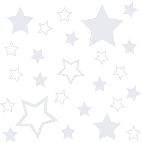 Kleb-Drauf - 25 Sterne - Aufkleber zur Dekoration von Wänden, Glasprodukten, Fliesen und Allen Anderen glatten Oberflächen; Weiß - matt