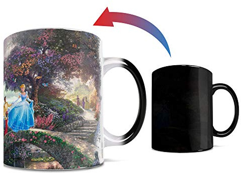 Morphing Mugs Disney - Cinderella - Wishes Upon a Dream - Thomas Kinkade - One 11 oz Color Changing Heat Sensitive Ceramic Mug – Image Revealed When HOT Liquid Is Added!