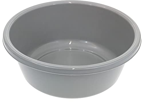Round Circular Reusable 32cm Plastic Washing Up Bowl Basin Kitchen Mixing in 4 Colours (Pastel Grey)