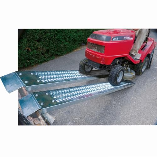 Lot de 2 rampes de Chargement 185 cm Gris | Sécurisé, surface crantée, capacité 200kg par rampe, pour quads, tondeuses, motos, longueur 1,85 m, largeur 22,5 cm