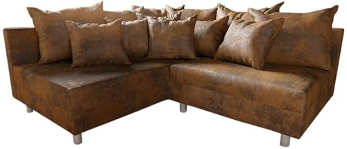 DELIFE Eckcouch Clovis Braun Antik Optik Ottomane Links Ecksofa modular