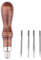 Haofy Manico in Legno Cuciture in Pelle Cucito Punteruolo Strumento di Perforazione in Cuoio Fai da Te, Kit di Riparazione Manuale per Cuoio e Tessuti Pesanti