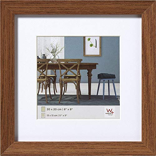 walther design Bilderrahmen eiche dunkel 30 x 30 cm mit Passepartout, Fiorito Holzrahmen EF330P