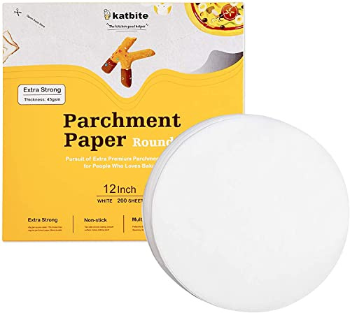 Katbite 200 Pièces 30,5 cm Papier de Cuisson Rondes, Papier Parchemin Antiadhésif Doublures Feuilles de Cuisson pour La Cuisson de Gâteaux