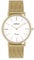 Oozoo Vintage Damenuhr mit massivem grobmaschigem Edelstahl Milanaise Metallband 36 MM Goldfarben/Weiss C9910