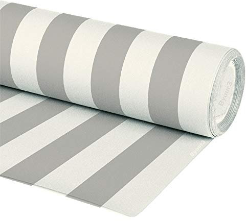 Byour3 - Tissu AU MÈTRE pour Auvents Extérieurs Protection UV Ombre Balcon Véranda Bâches Gazebo Auvent Latéral Pergola Camping-Car Coussins Bateau (Rayures Grises, Rouleau de 140 cm de Large)