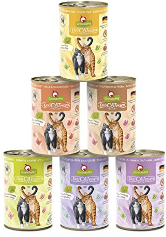 GranataPet DeliCatessen Multipack 3 ohne Fisch, Nassfutter für Katzen im Probierpaket, Alleinfuttermittel ohne Getreide, Katzenfutter mit hohem Fleischanteil & hochwertigen Ölen, 6 x 400 g