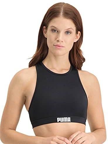 PUMA Damen High NCK T Badebekleidung, Undurchsichtige, Schwarz, S