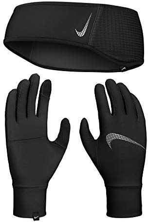 Nike Herren Essential Handske Pandebånd Sæt Herren Handschuh Stirnband Set, 082 Black/Black/Silver, M/L EU