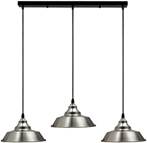 LEDSone Vintage 3 Head Light Industrial Pendant Metal Shade, Hanging Ceiling Light E27 Holder Fitting with 50cm Ceiling Plate (Style 1)