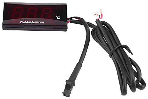 Termómetro digital universal para motocicleta, medidor de temperatura del agua, medidor de temperatura para scooter de carreras con voltímetro universal de luz roja y azul(Luz de fondo roja)