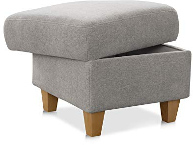 CAVADORE Polsterhocker Palera / Beistellhocker mit Stauraum, ideal als Fußhocker oder Sitzgelegenheit / 58 x 48 x 58 / Chenille, Hellgrau