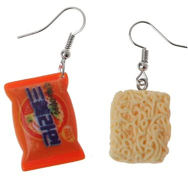 XIGAWAY Lustige Sofort-Nudel-Chili-Ohrringe für Frauen, Modeschmuck, Kunststoff,