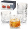 Viski Beau Lowball-Tumbler, 4er-Set 11 Unzen (325 ml) DOF-Gläser, stapelbare Barware aus bleifreiem Kristallglas, Klar