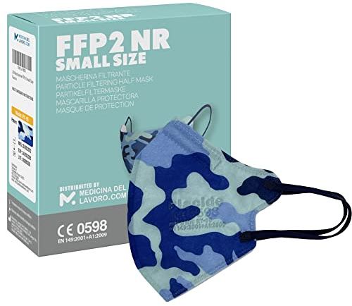 medicinadellavoro.com 20 FFP2/KN95 Maske Bunt Kleine Größe Small, Medizinische Mask mit 4 Lagige Masken, Staub- und Partikelschutzmaske, Atemschutzmaske mit Hoher BFE-Filtereffizienz≥95-20 Stück