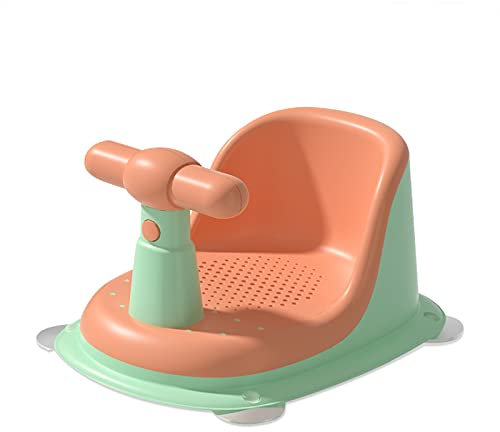 SONARIN Asiento Bañera Bebe,Antideslizante Seguro Asiento de Baño Sillón de Baño Silla Bañera Bebe Sillón de Ducha con Respaldo & 4 Ventosas para Bebe de 6 a 18 Meses(Naranja)