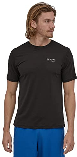 Patagonia Herren M's Cap Cool Merino Graphic T-Shirt, Heritage Header: Black, XXL