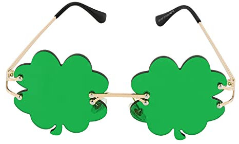 MoKo Brille, 1 Stück Lustige Brillen aus Stahl & PC für St. Patricks Day Festival Urlaub Party, Sonnenbrille Partybrille Partyzubehör mit Vierblättrigem Kleeblatt für Erwachsene Kinder - Grün