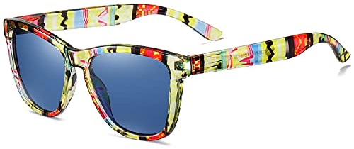 Damen Polarisierte Sonnenbrille UV400 Herren Sonnenbrille Bunte Brillengestelle Radfahren Fahren Sport Reisen Brillen,Bunt Blau,Einheitsgröße