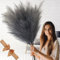 Grey Pampas Grass Fluffy, Faux Large Pampa Grass, Artificial Pampass Grass, UK Large Plants Grey Feathers, Decorative Home Accessories, Large Ornaments For Floor Vase Room Décor