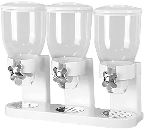 Triple Cereal Dispenser, 2L Cereal Containers Storage Dispenser, Food Dispenser Sealed Dispenser Storage Container for Candy Nut Grain Cereal Grain Dry Food