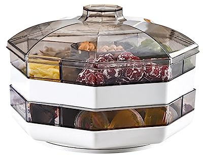 LICHENGTAI Scatola per Snack con Coperchio, Scatola per Snack a Forma di Fiore Ciotola per Snack Ciotola per Frutta Vassoio da Portata 5 Scomparti Rimovibili per Dolci, Frutta, Noci, Snack