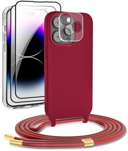 DiDaDi Mobile Phone Chain Compatible with iPhone 11 Pro Case, Mobile Phone Strap, Necklace Case with Strap, Mobile Phone Case for Hanging, Silicone Case with Cord, Protective Film and Camera