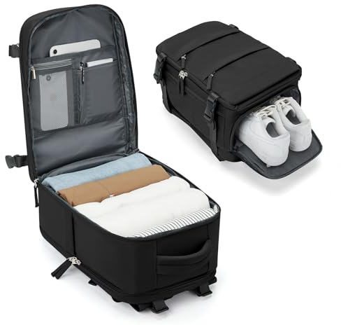 BJLFS Bagage Cabine 40x20x25 pour Ryanair Sac à Dos Voyage Cabine Avion 20L Bagage à Main 40x20x25 Petit Sac à Dos Ordinateur Portable 14 Pouces Homme Femme Noir,noir