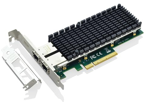 XWYWX 10Gb PCIe 2.1 X8 2*RJ45 Port NIC Netzwerkkarte mit für Intel X540-AT2 Ethernet LAN Netzwerkadapter Network Card Vergleich mit X540-T2 für Win/Linux/FreeBSD/VMware-X2R1187-11