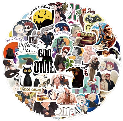 MayDee 50 Good Omens Aufkleber, Aufkleber Charakter Koffer Laptop Motorrad Skateboard Fahrrad Aufkleber, Anime Aufkleber Wasserdicht Niedlich DIY Good Omens Aufkleber