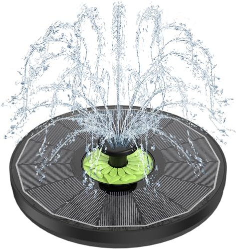 SZMP Fontaine Solaire Extérieur, 3.5W Flottante Pompe Bassin Solaire, 2025 Fontaine Solaire Verre avec 7 Buses & 4 Tiges Fixes pour Bain d'oiseaux Aquarium Jardin Fontaine (Noir)