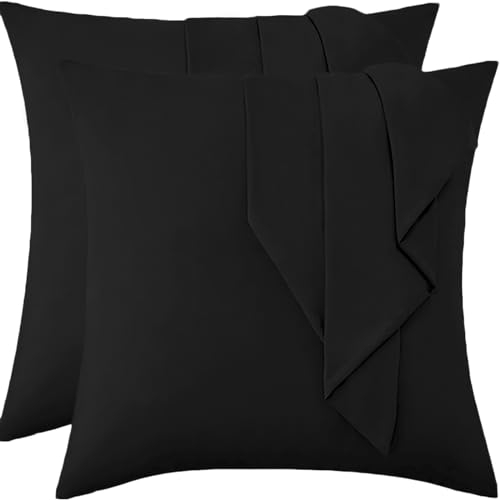Vielit Kissenbezug 80x80 Schwarz Weich - 2er Set Mikrofaser Kissenbezüge 80x80 - Öko-Zertifikat, Resistent, Hypoallergen