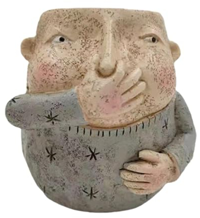 LOVIVER Lustiger Kopf-Übertopf, Blumentopf mit Gesicht, Kunstharz-Skulptur-Blumentopf, Pflanzentopf für Wohnzimmer, Innen- und Außenbereich, Geschenk, Junge