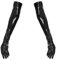 YUDATPG Lange Damen-Handschuhe aus PU-Leder, dehnbares Kunstleder für tägliches Kostüm, Opernparty, Abend, gekräuselte Ellenbogenhandschuhe, Cosplay, Hochzeit, Schwarz , S