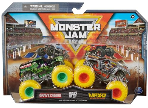 Monster Jam, Offizielle Grave Digger Vs. Max D Die-Cast Monster Trucks, Maßstab 1:64, Kinderspielzeug für Jungen ab 3 Jahren