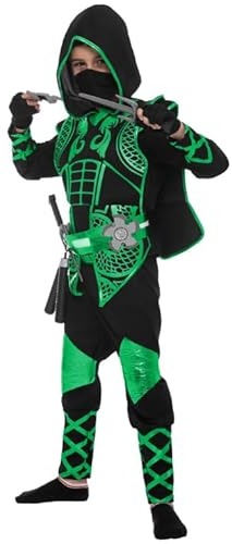 Spooktacular Creations Ensemble de costumes de luxe Ninja vert avec accessoires en mousse Ninja, jouets pour enfants, tenue de Kung Fu, idées d'Halloween (moyen (8-10 ans))