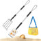 LOPOTIN 5pcs Outils de Plage pour Enfant Adulte inclut Pelle à Sable en Maille Râteau à Palourdes 4 Dents Sac de Rangement Jeux de Plage pour Ramasser Coquillages