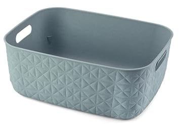 CURVER Softex Aufbewahrungskorb, 12,5 l, elegantes Design, leicht, stapelbar und praktisch, 100% recycelt, 37 x 29 x 14 cm, Blau