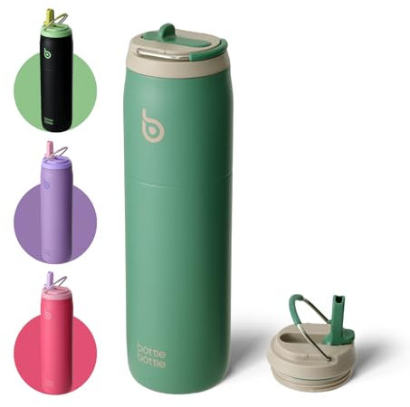 bottlebottle BOTTLE BOTTLE Isolierte Wasserflasche Edelstahl 32oz(946ml) mit Strohhalm Griff für Sport, Reisen, Fitnessstudio, doppelwandig auslaufsicher, BPA-frei (Grün)