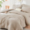 Luofanfei Seersucker Bettwäsche Beige 135x200 Sommer Khaki Uni Wende Gestreifte Sommerbettwäsche Microfaser Atmungsaktiv Leicht Geometrisches Muster Bettbezug Einzelbett und Kissenbezug 80x80 cm