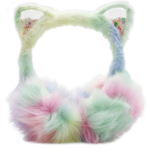 SUGSHYN Ohrenwärmer Kinder Ohrenschützer aus Weichem Plüsch Mädchen Winter Winddicht und Warm Ear Muffs mit Katzenohren für Den Außenbereich Kälte(Grün)
