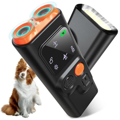 Antibell Ultraschall Gerät, 2 Modi Anti Bell Gerät Hunde mit Stroboskop Taschenlampe, 33 Fuß Tragbares Antibell für Hunde mit Display für die Meisten Hunde im Innen- und Außenbereich