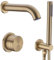 Brushed Gold Shower System Brass Concealed Shower Mixer Set Bathroom Round Overhead Built-in Rainfall Shower Head with 2 Functions Diverter Valve Mixer and Handheld Kit